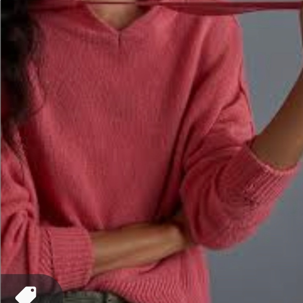 NWT ANTHROPOLOGIE Coral Dessa Cashmere Sweater Knit Hoodie Tops
